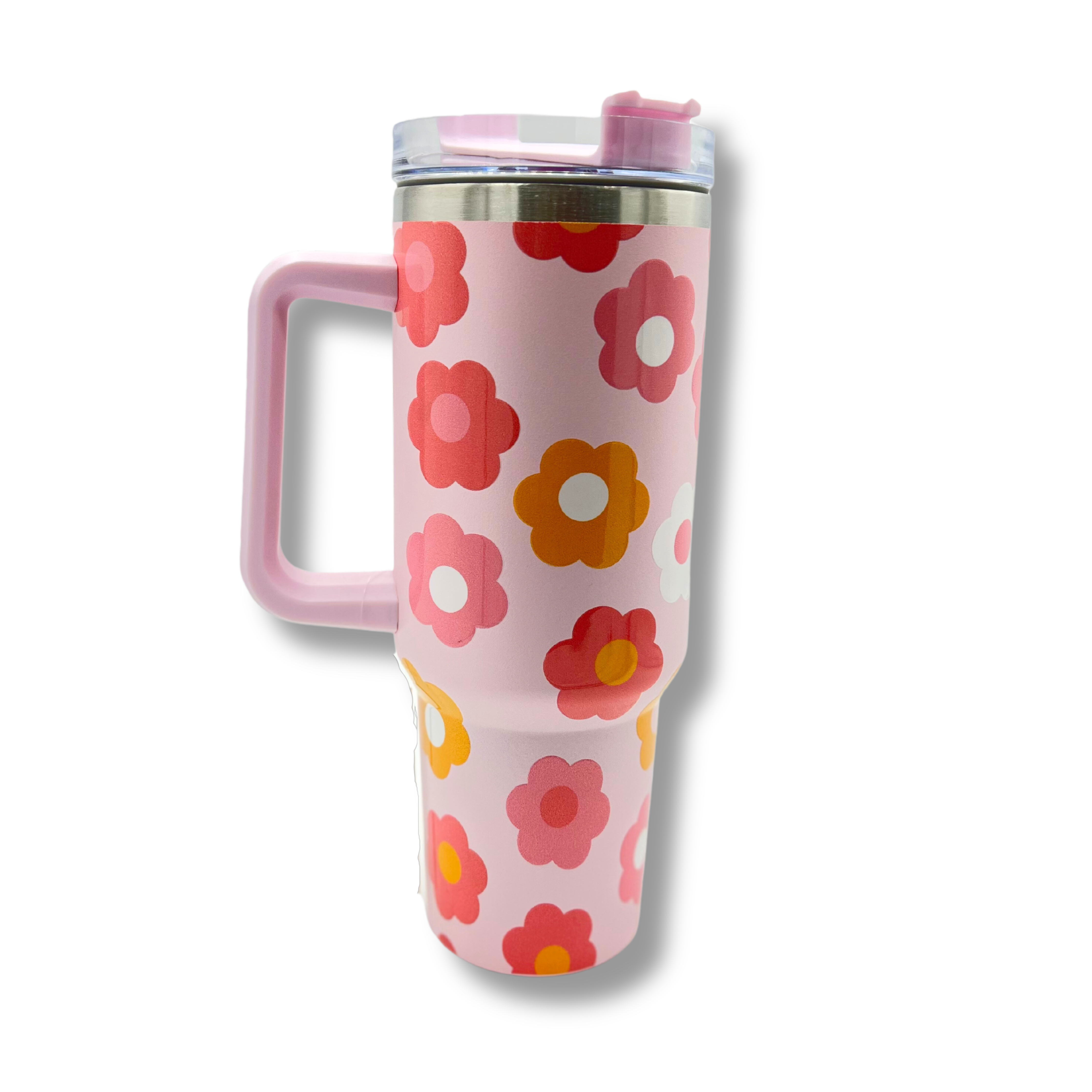 40 Oz. Hot Pink Katydid Stainless Steel Tumbler with Handle and Straw –  Steve's Hallmark